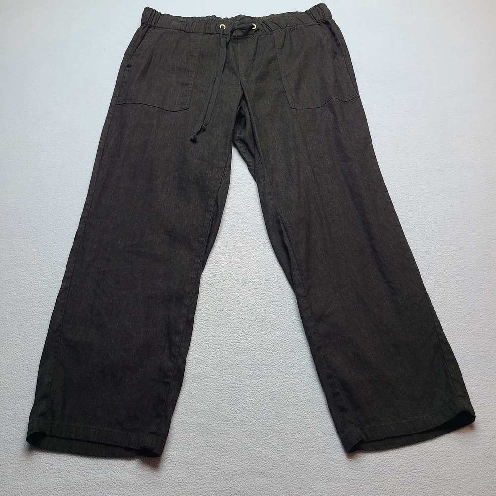 KUT from the Kloth Linen Blend Pants Womens XL Black Excellent Wide Leg